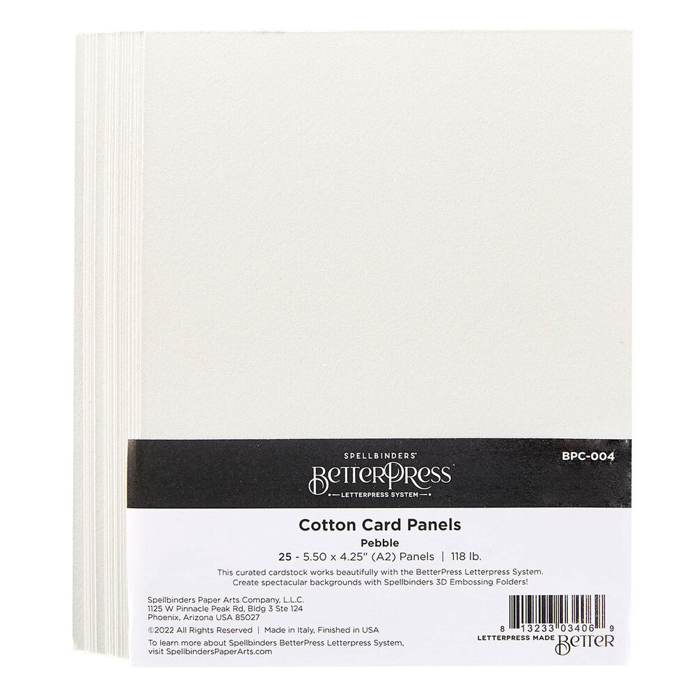 Spellbinders BetterPress Cotton Card Panels 4.25x5.5 Inch Pebble (25pcs) (BPC-004) Spellbinders BetterPress Cotton Card Panels 4.25x5.5 Inch Pebble (25pcs) (BPC-004)