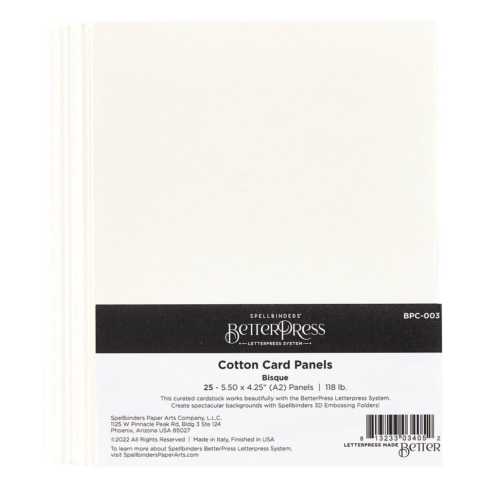 Spellbinders BetterPress Cotton Card Panels 4.25x5.5 Inch Bisque (25pcs) (BPC-003) Spellbinders BetterPress Cotton Card Panels 4.25x5.5 Inch Bisque (25pcs) (BPC-003)