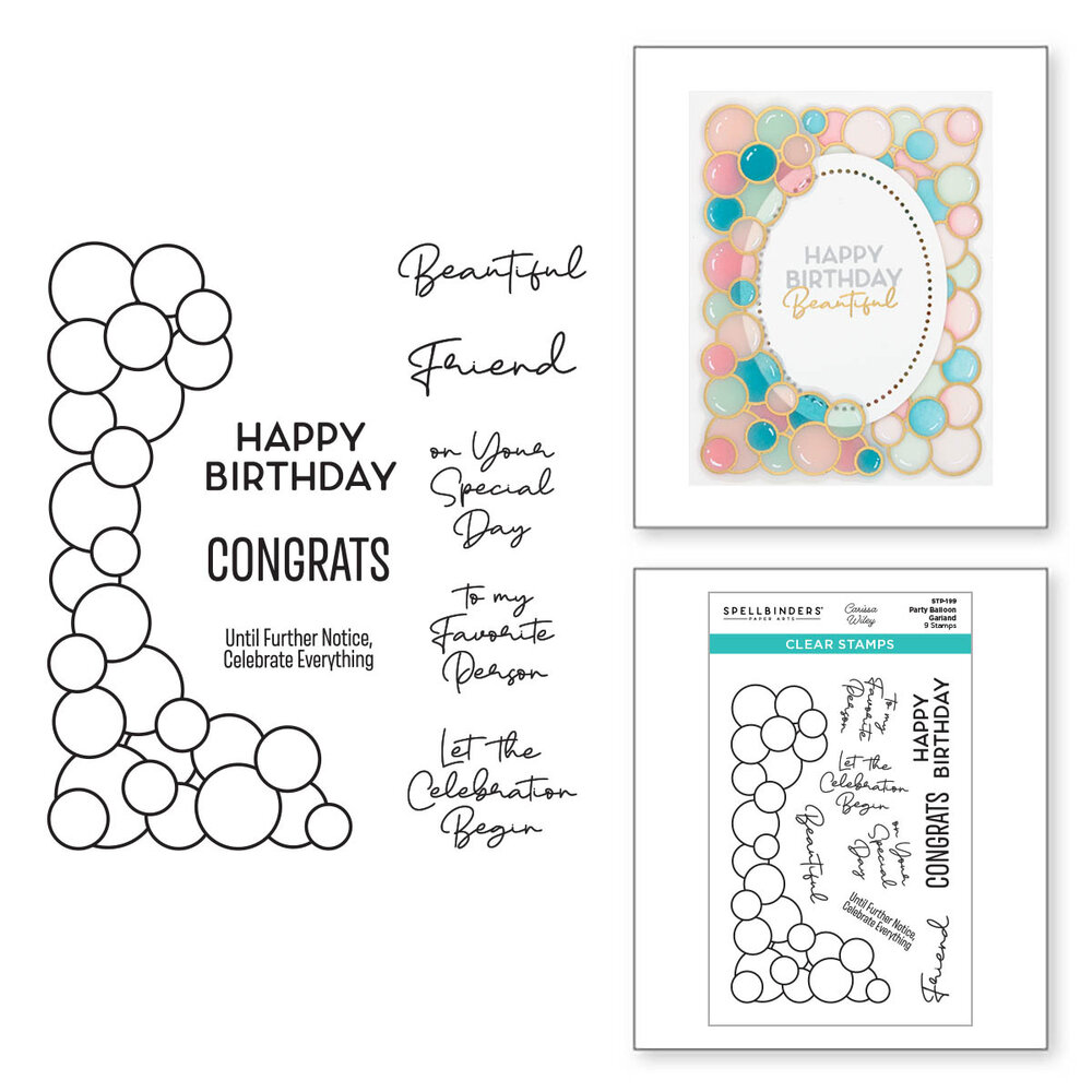 Spellbinders Party Balloon Garland Clear Stamp (STP-199) (OUTLET)