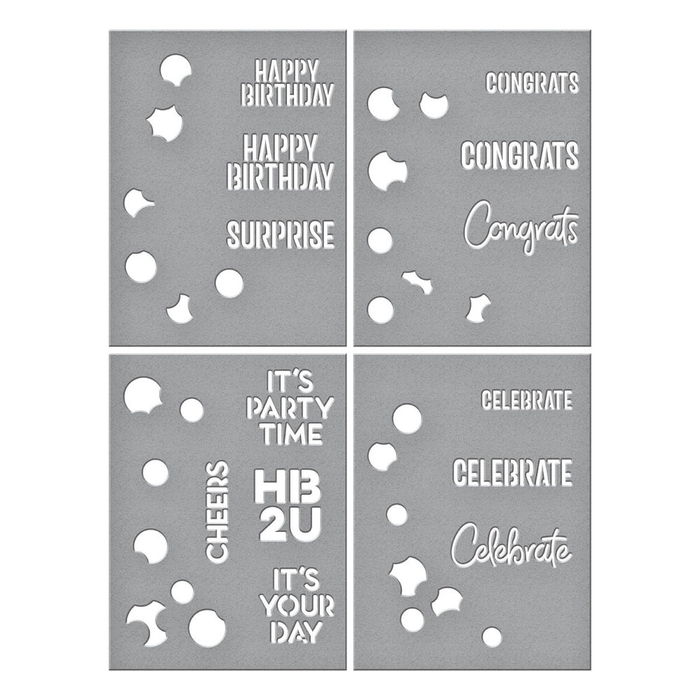 Spellbinders Balloon Garland & Sentiments Stencil (STN-061) (OUTLET)