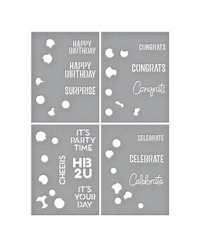 Spellbinders Balloon Garland & Sentiments Stencil (STN-061) (OUTLET)