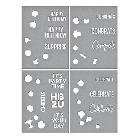 Spellbinders Balloon Garland & Sentiments Stencil (STN-061) (OUTLET)