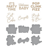 Spellbinders It's My Party Glimmer Sentiments Hot Foil Plate & Die Set (GLP-398) (OUTLET)
