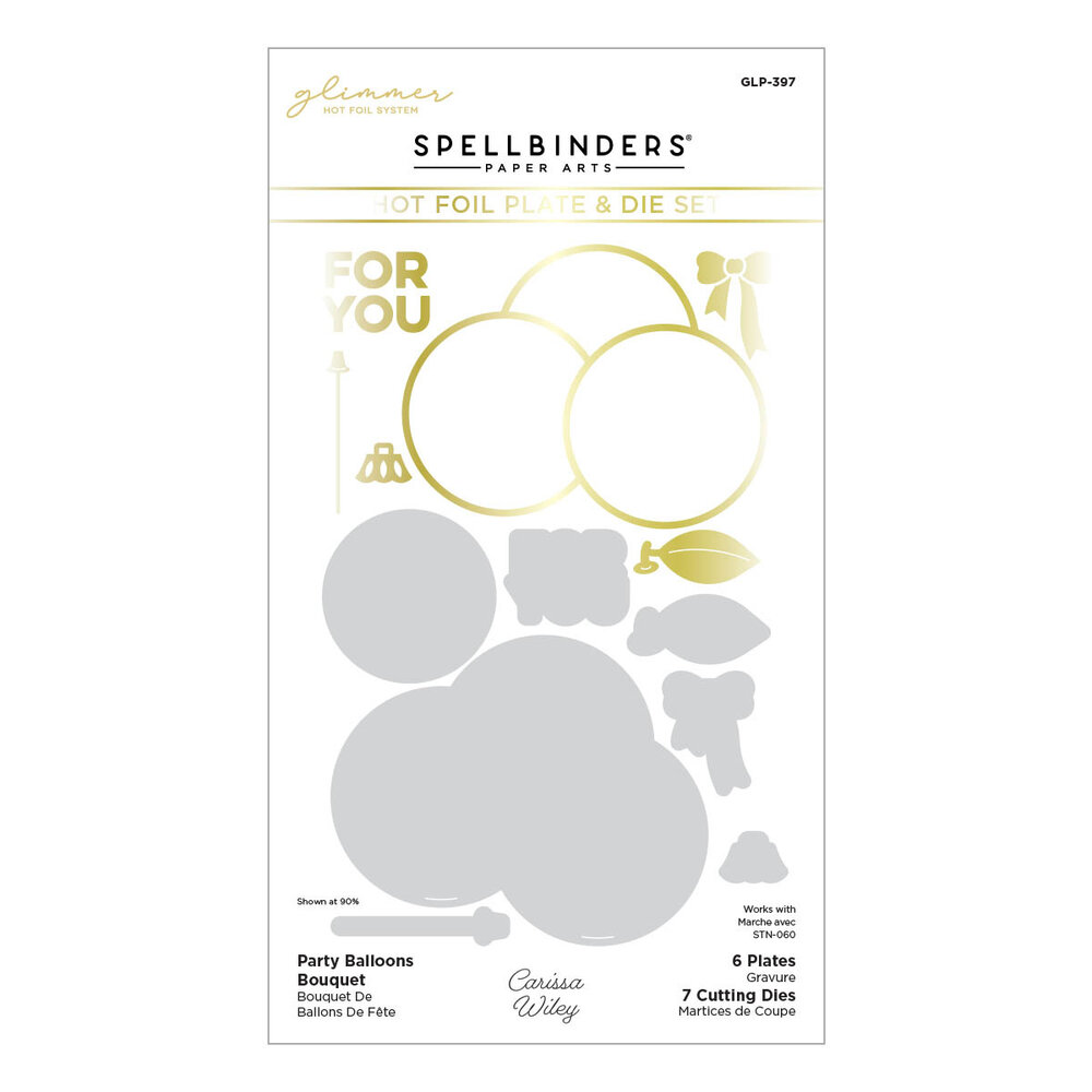 Spellbinders Party Balloons Bouquet Glimmer Hot Foil Plate & Die Set (GLP-397) (OUTLET)