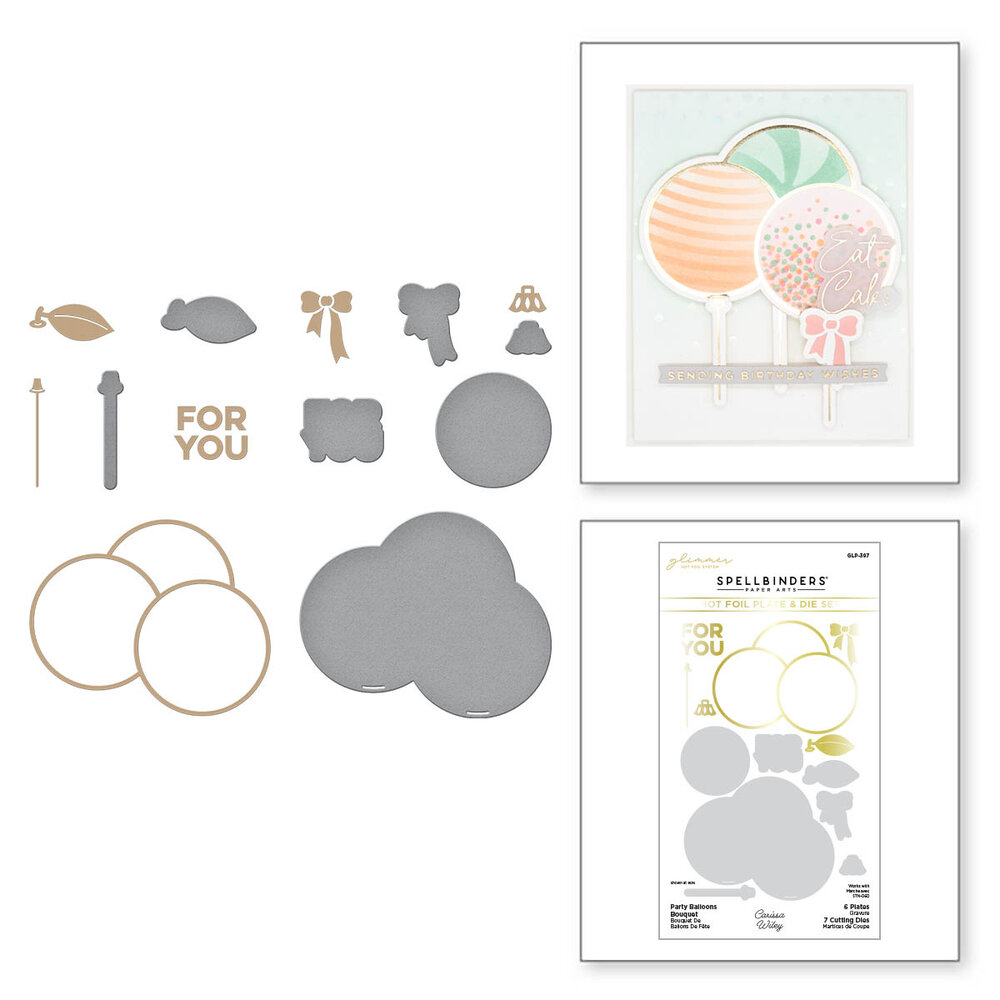 Spellbinders Party Balloons Bouquet Glimmer Hot Foil Plate & Die Set (GLP-397) (OUTLET)