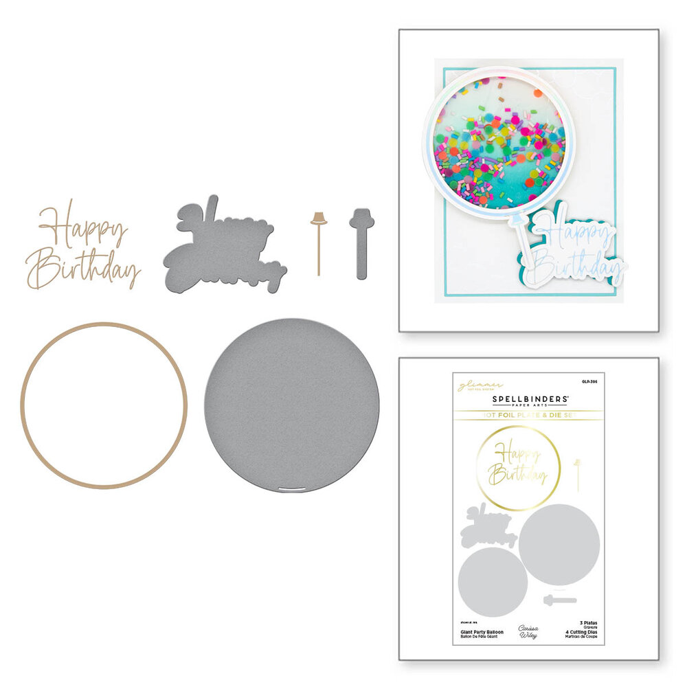 Spellbinders Giant Party Balloon Glimmer Hot Foil Plate & Die Set (GLP-396) (OUTLET)