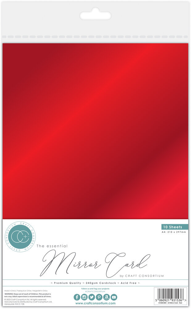Craft Consortium The Essential Mirror Card A4 Red (10pcs) (CCEMC003)
