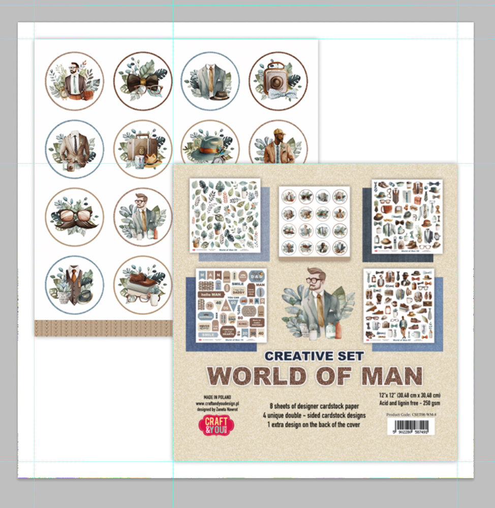 Craft & You Design World of Man 12x12 Inch Creative Set 250gsm (8sheets) (CSET08-WM-8) (DISCONTINUED)
