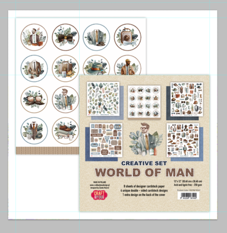 Craft & You Design World of Man 12x12 Inch Creative Set 250gsm (8sheets) (CSET08-WM-8) (DISCONTINUED)