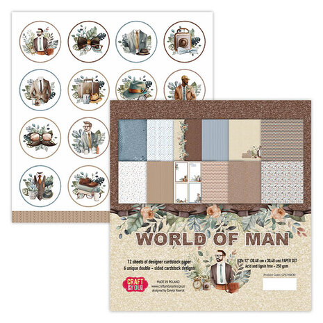 Craft & You Design World of Man 12x12 Inch Paper Set 250gsm (12sheets) (CPS-WM30-12) (DISCONTINUED)