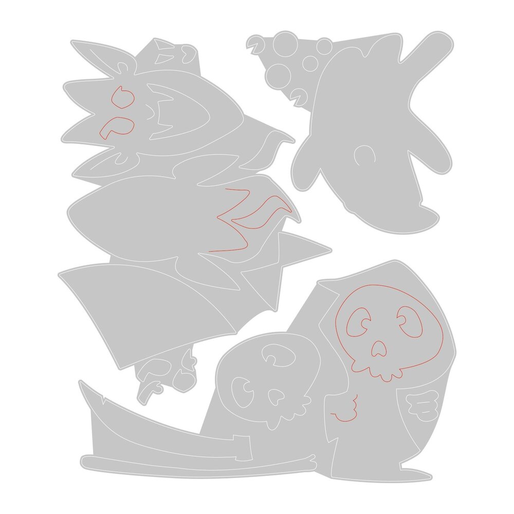 Sizzix Thinlits Die w/Stamps by Pete Hughes Spooky Friends (3+3pcs) (666315) (DISCONTINUED) Sizzix Thinlits Die w/Stamps by Pete Hughes Spooky Friends (3+3pcs) (666315) (DISCONTINUED)