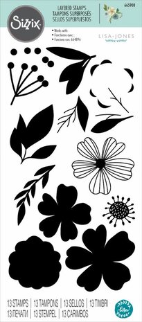 Sizzix Layered Stamps by Lisa Jones Blossoms (13pcs) (665908) (DISCONTINUED)