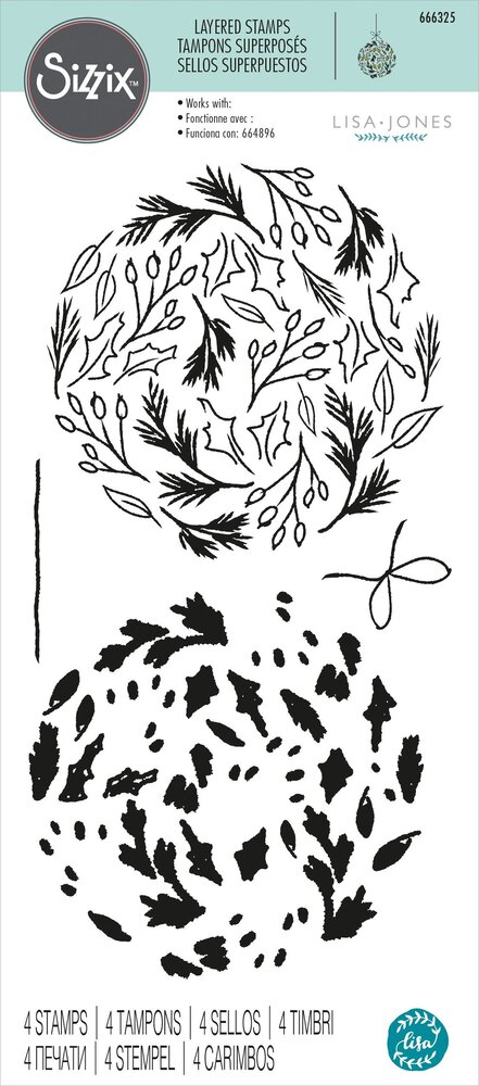 Sizzix Layered Stamps by Lisa Jones Leafy Ornament (4pcs) (666325) (DISCONTINUED)