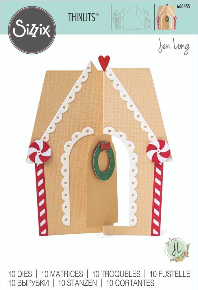 Sizzix Thinlits Die by Jen Long Card Gingerbread House (10pcs) (666455) (DISCONTINUED) Sizzix Thinlits Die by Jen Long Card Gingerbread House (10pcs) (666455) (DISCONTINUED)