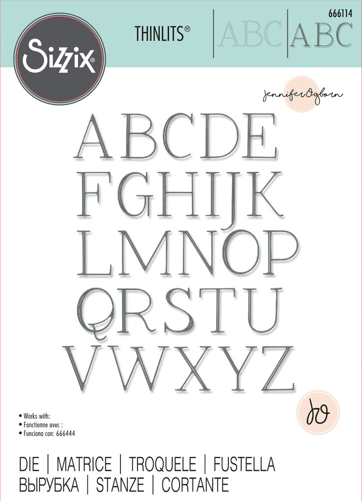 Sizzix Thinlits Die by Jennifer Ogborn Elegant Capitals (666114) (DISCONTINUED)