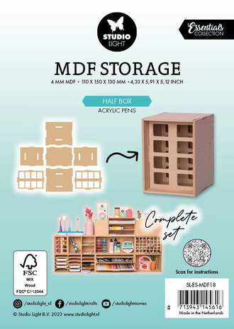 Studio Light MDF Storage Half Box Acrylic Pens (SL-ES-MDF18) (OUTLET) Studio Light MDF Storage Half Box Acrylic Pens (SL-ES-MDF18) (OUTLET)