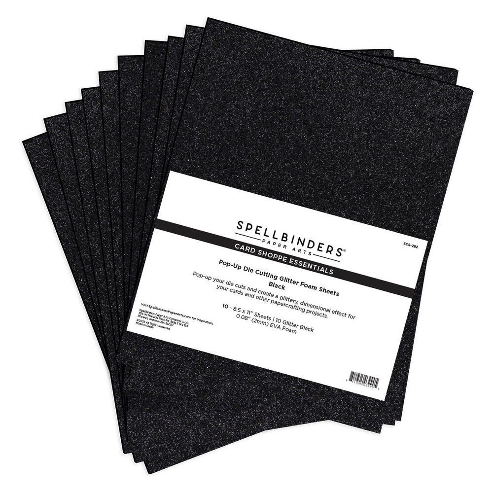 Spellbinders Pop-Up Die Cutting Glitter Foam Sheets - Black (10pcs) (SCS-292) (DISCONTINUED) Spellbinders Pop-Up Die Cutting Glitter Foam Sheets - Black (10pcs) (SCS-292) (DISCONTINUED)