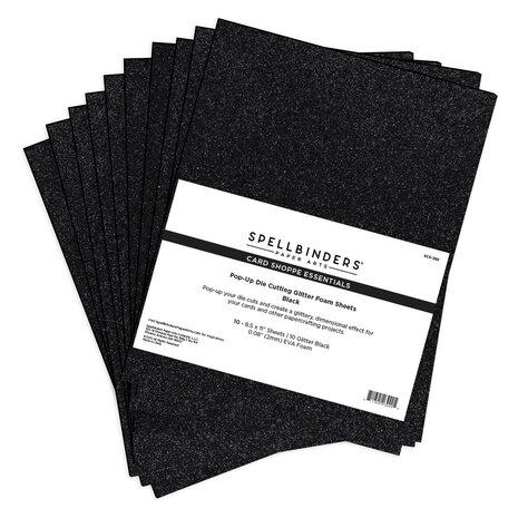 Spellbinders Pop-Up Die Cutting Glitter Foam Sheets - Black (10pcs) (SCS-292) (DISCONTINUED) Spellbinders Pop-Up Die Cutting Glitter Foam Sheets - Black (10pcs) (SCS-292) (DISCONTINUED)