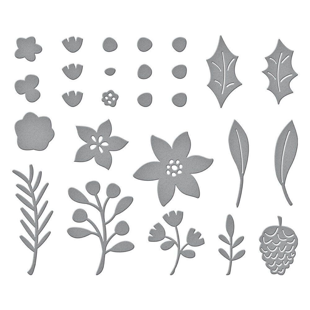 Spellbinders Make It Merry Florals Etched Dies (S4-1288) (OUTLET)
