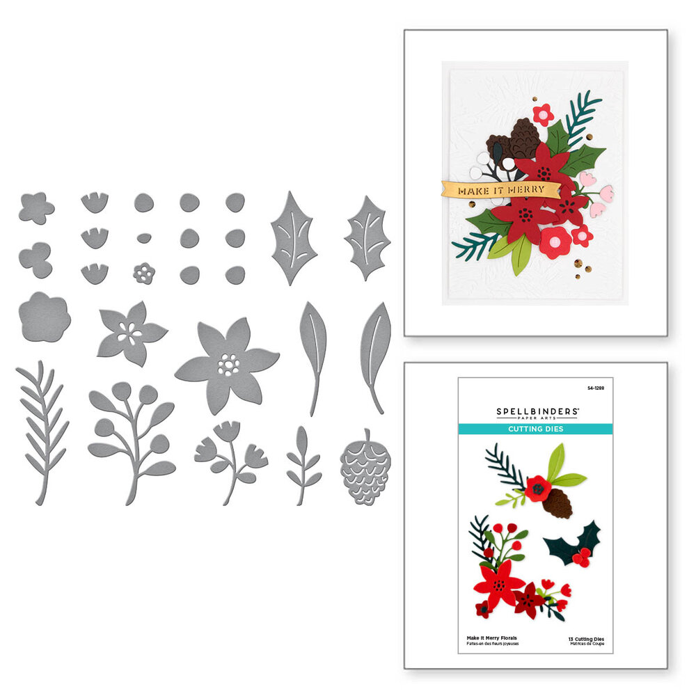 Spellbinders Make It Merry Florals Etched Dies (S4-1288) (OUTLET)