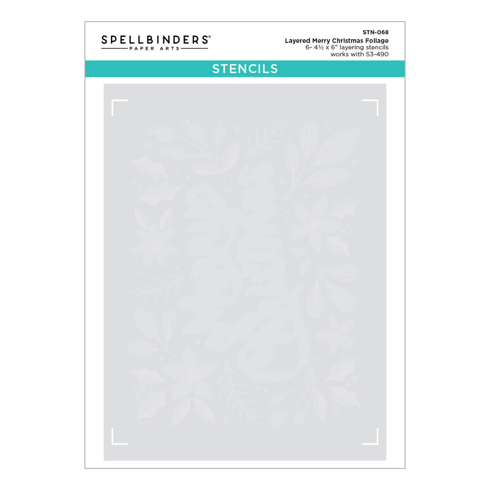 Spellbinders Layered Merry Christmas Foliage Stencils (STN-068) (OUTLET)