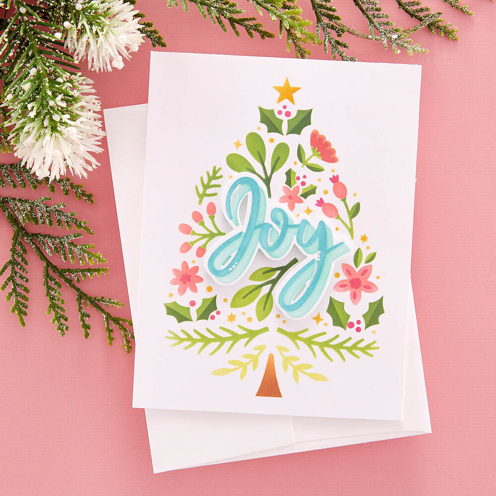 Spellbinders Layered Joy Tree Stencil & Die Bundle (BD-0776) (OUTLET)