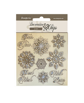 Stamperia Christmas Mixed Media Decorative Chips Snowflakes (SCB174) (DISCONTINUED)