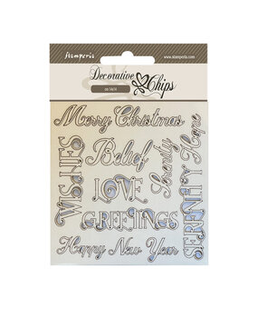 Stamperia Christmas Mixed Media Decorative Chips Christmas Writings (SCB181) (DISCONTINUED)