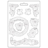 Stamperia Christmas Mixed Media Soft Mould A5 Poinsettia and Garlands (K3PTA5654) (DISCONTINUED)
