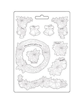 Stamperia Christmas Mixed Media Soft Mould A5 Poinsettia and Garlands (K3PTA5654) (DISCONTINUED)