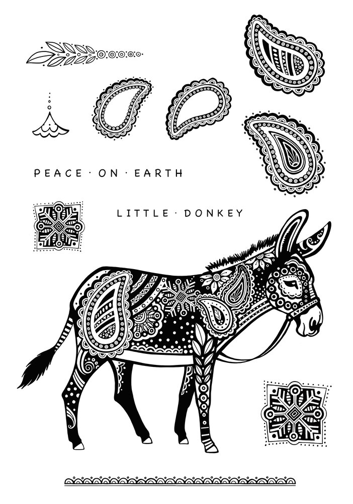 Katkin Krafts Little Donkey A5 Clear Stamp Set (KK0022) (OUTLET)