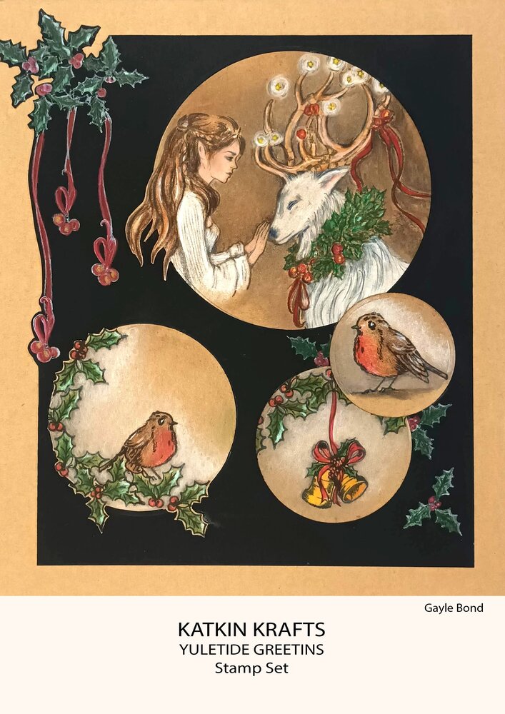 Katkin Krafts Yuletide Greetings A5 Clear Stamp Set (KK0048) (OUTLET)