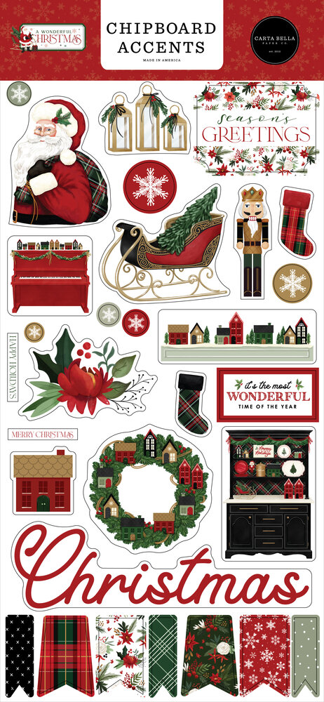 Carta Bella A Wonderful Christmas Chipboard Accents (CBAWC328021) (OUTLET)