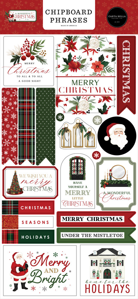 Carta Bella A Wonderful Christmas Chipboard Phrases (CBAWC328022) (OUTLET)