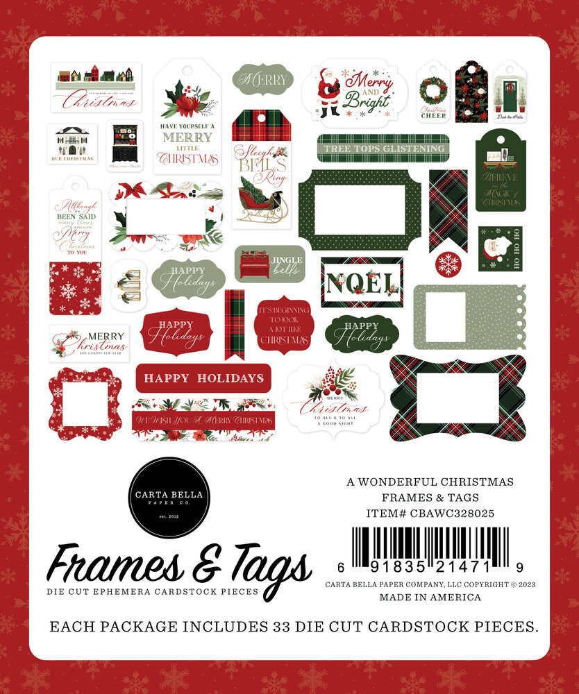 Carta Bella A Wonderful Christmas Frames & Tags (CBAWC328025) (OUTLET) Carta Bella A Wonderful Christmas Frames & Tags (CBAWC328025) (OUTLET)