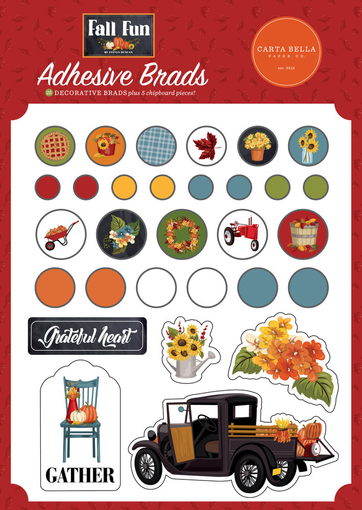 Carta Bella Fall Fun Adhesive Brads (CBFF326020) (OUTLET)