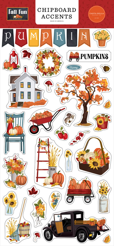 Carta Bella Fall Fun Chipboard Accents (CBFF326021) (OUTLET)
