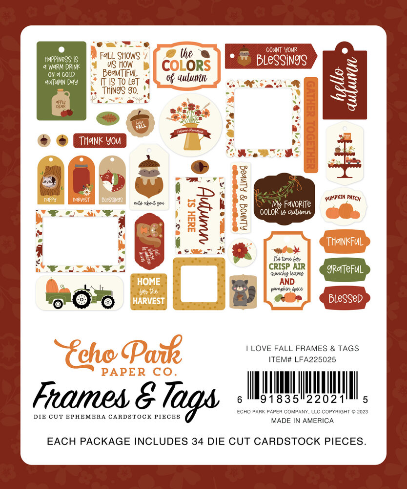 Echo Park I Love Fall Frames & Tags (LFA225025) (OUTLET)
