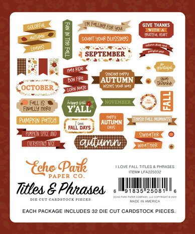 Echo Park I Love Fall Titles & Phrases (LFA225032) (OUTLET) Echo Park I Love Fall Titles & Phrases (LFA225032) (OUTLET)