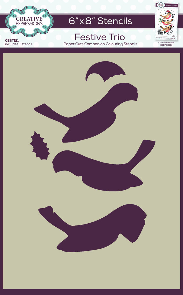 Creative Expressions Companion Colouring Stencil Festive Trio (CEST121) (OUTLET) Creative Expressions Companion Colouring Stencil Festive Trio (CEST121) (OUTLET)