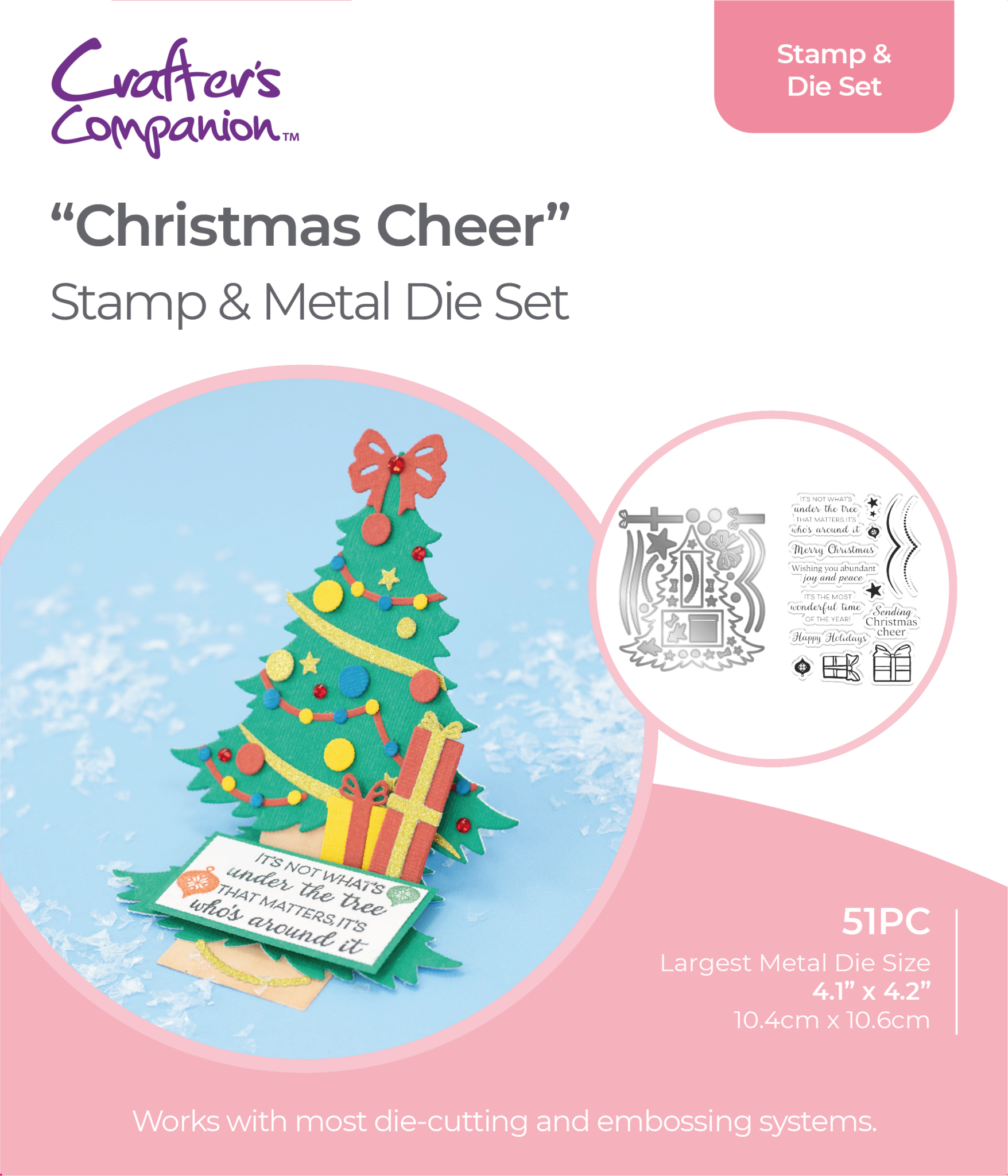 Shaped Card Base Stamp &amp; Die Christmas Cheer (GEM-STD-CHRICH 