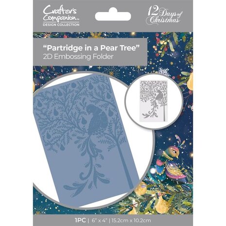 Crafter's Companion Twelve Days of Christmas 2D Embossing Folder Partridge in a pear tree (TDC-EF4-PIPT) (OUTLET)