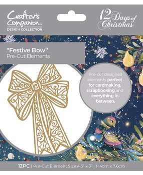 Crafter's Companion Twelve Days of Christmas Pre-cut Elements Festive Bow (TDC-QPCE-FEBO) (OUTLET)