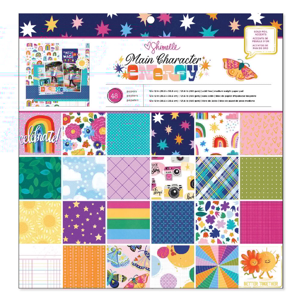 American Crafts Shimelle Laine Main Character Energy 12x12 Inch Paper Pad (34022116) (OUTLET) American Crafts Shimelle Laine Main Character Energy 12x12 Inch Paper Pad (34022116) (OUTLET)