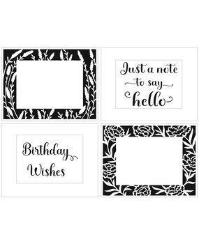 The Crafter's Workshop A2 Lavender Peonies Frames Stencil (TCW6038) (OUTLET)