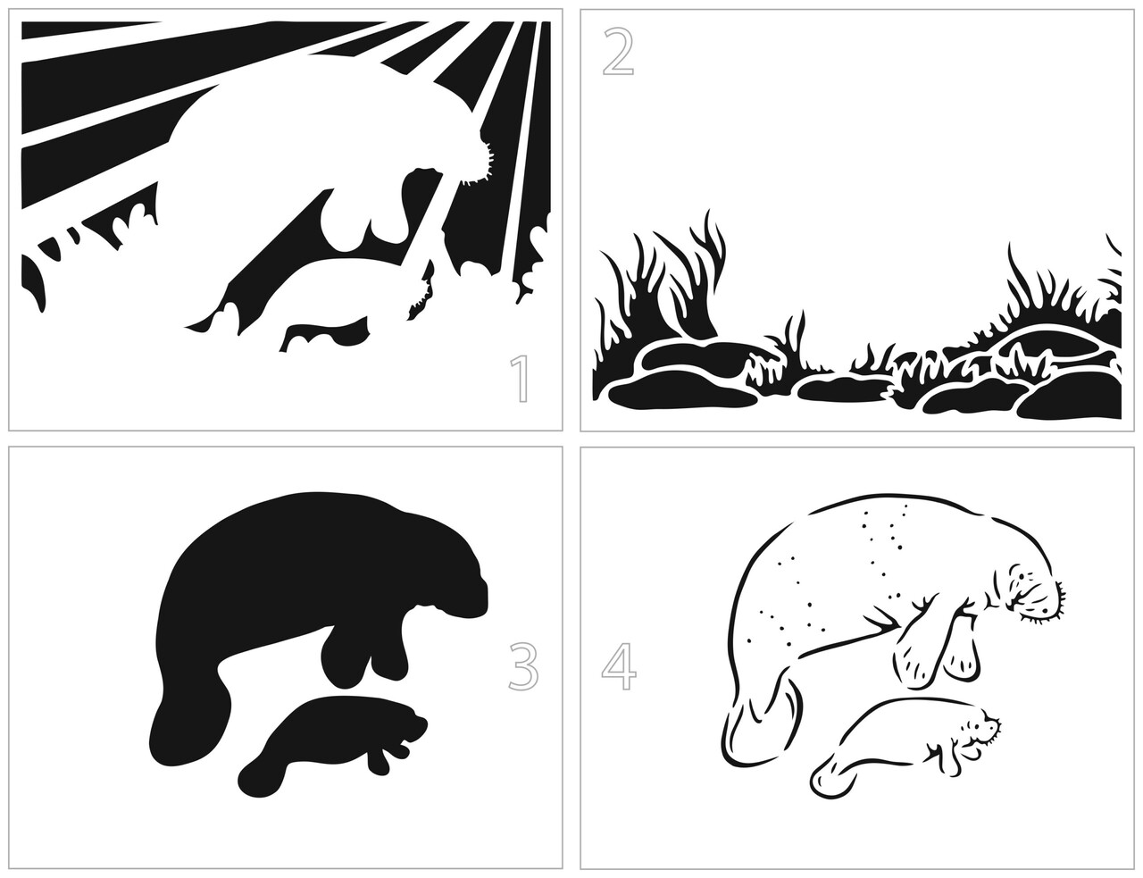 The Crafter's Workshop Layered Manatee Family Stencil (TCW6050) (OUTLET)