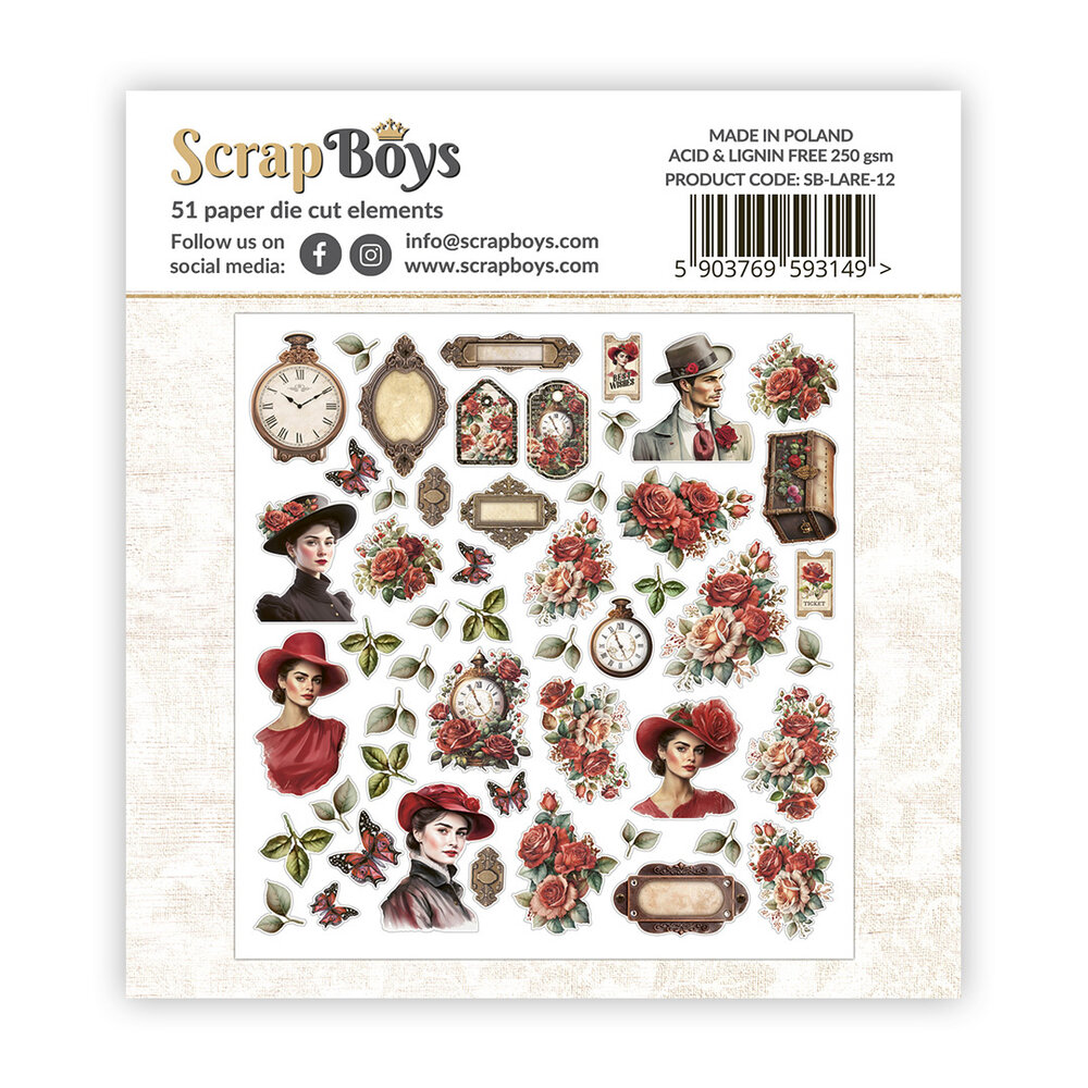 ScrapBoys Lady in Red Double Sided Die Cut Elements 51 pcs (SB-LARE-12) (DISCONTINUED)