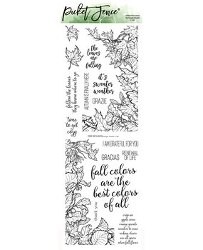 Picket Fence Studios Follow the Leaves Rectangle Wreath Builder 4x12 Inch Clear Stamps (F-182) (OUTLET)