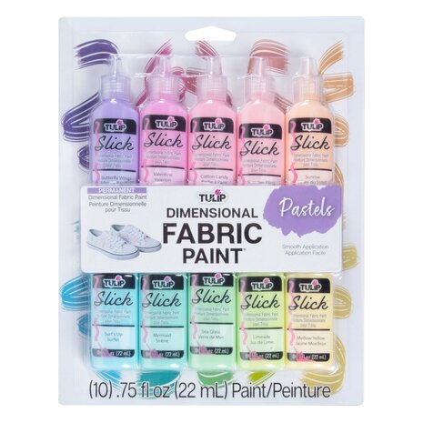 Tulip Slick Dimensional Fabric Paint Pastels 10x0.75 fl oz (47299) (OUTLET)