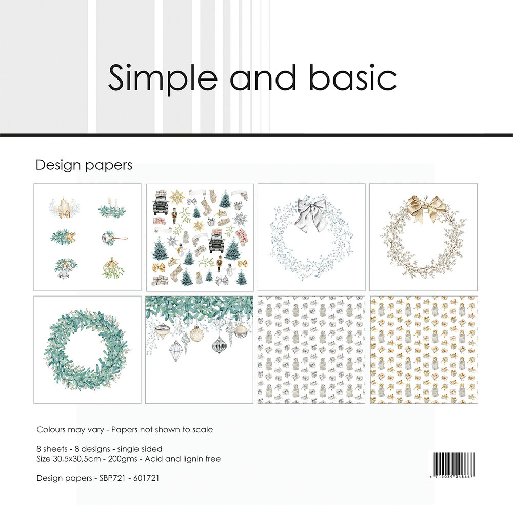 Simple and Basic Elegant Christmas 12x12 Inch Paper Pack (SBP721) (DISCONTINUED)